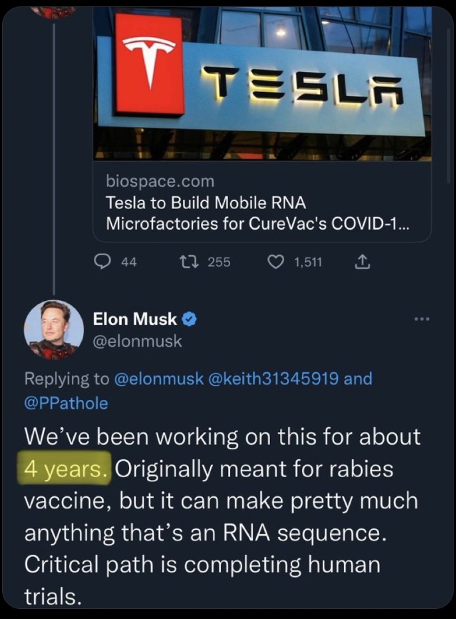 Tesla to Build Mobile RNA Microfactories for CureVac’s COVID-19 Vaccine